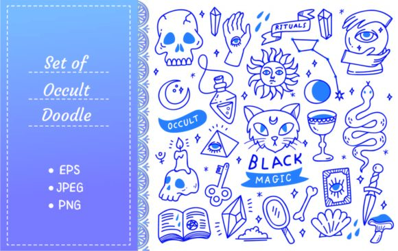 Download Set of Occult Doodles, Mystical Object - Mystical Collection