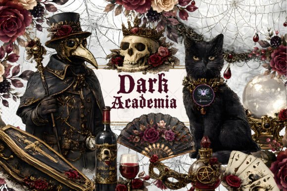 Download Dark Academia Gothic Halloween Clipart - Dark Collection