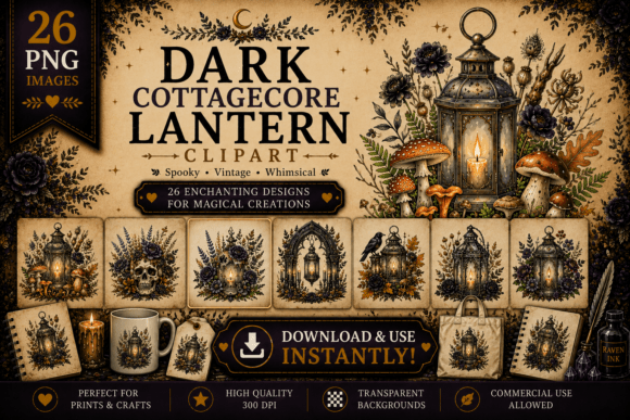 Download Dark Cottagecore Lantern Clipart - Dark Collection