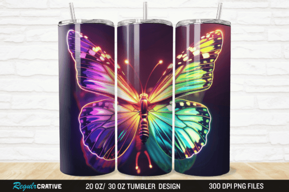 Download 3D Neon Glow in Dark Butterfly Tumbler - Dark Collection