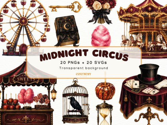 Download Dark Circus Watercolor Cliparts PNG - Dark Collection