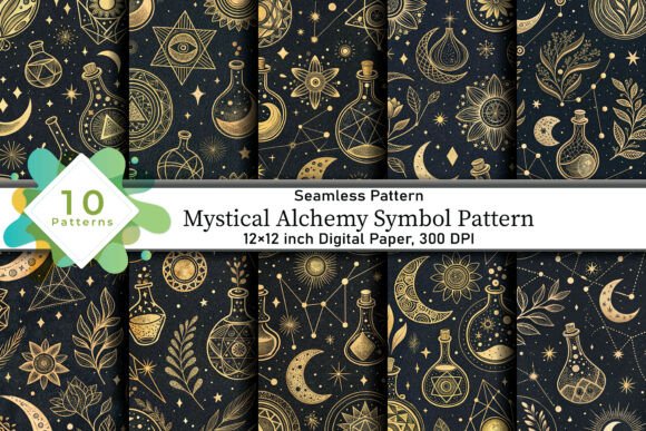 Download Mystical Alchemy Symbol Pattern - Mystical Collection