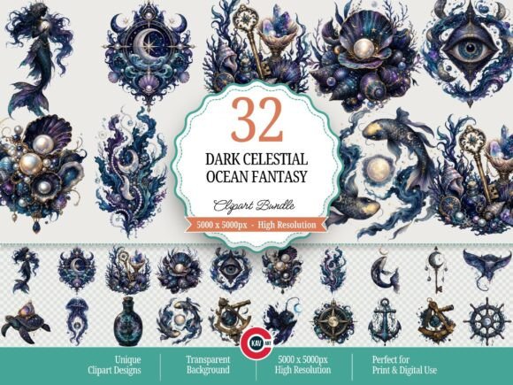 Download Dark Celestial Ocean Fantasy Clipart - Dark Collection