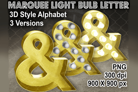 Download 3D Gold Marquee Light Bulb "&amp;" Sign - Light bulb Collection
