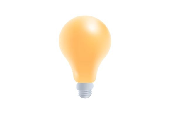 Download Yellow Light Bulb with Reflection 3D Ico - Light bulb Collection