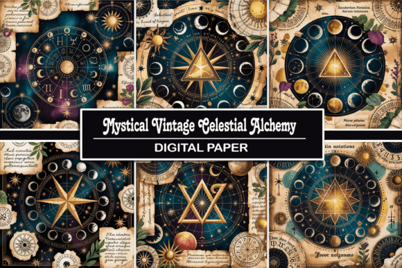 Download Mystical Vintage Celestial Alchemy Colla - Mystical Collection
